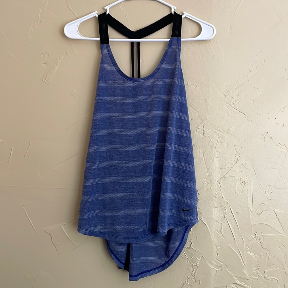 Nike Womens Sz M Elastika Elevate Omega Blue T Back Tank Top